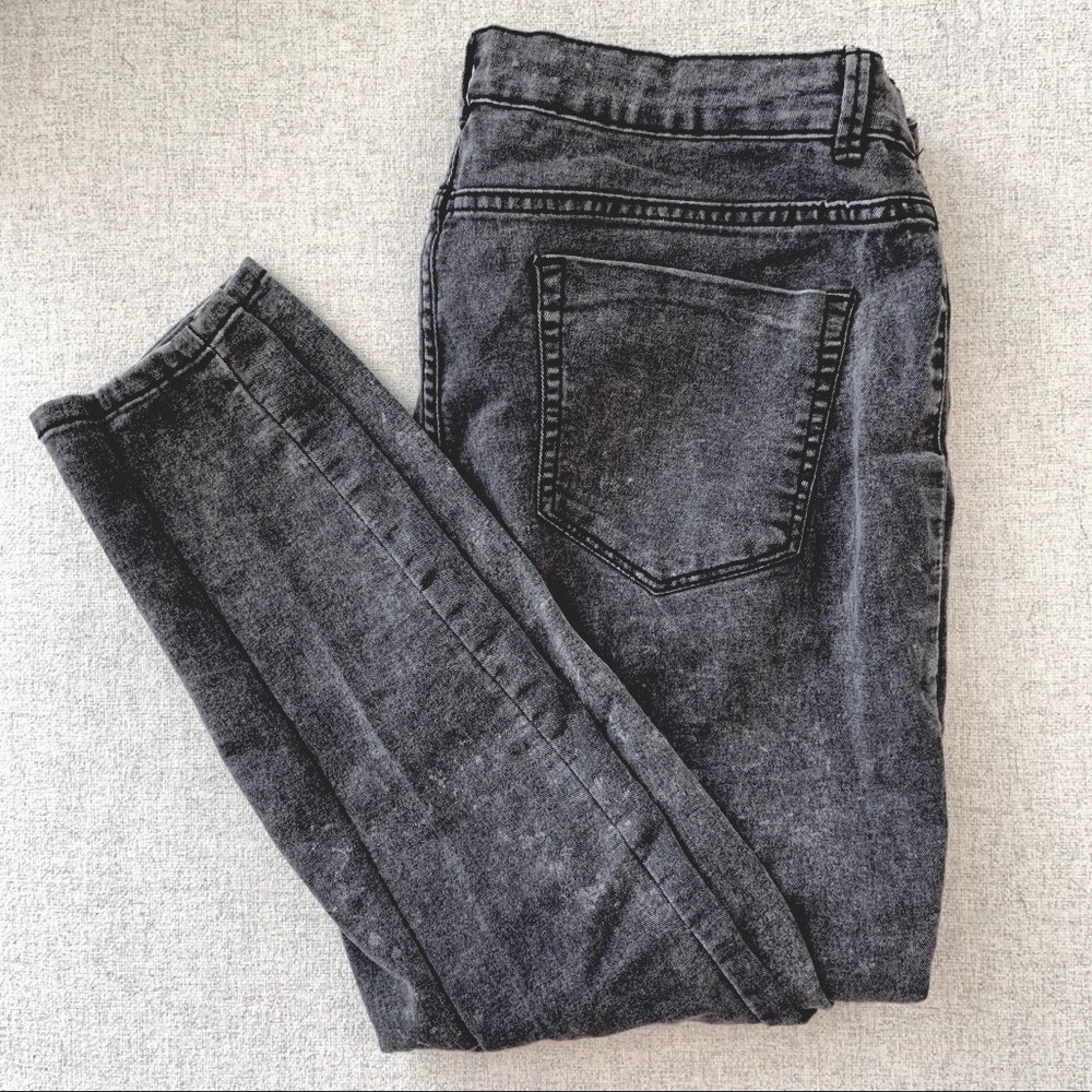 Zara Trafaluc Acid Wash Black Jeggings